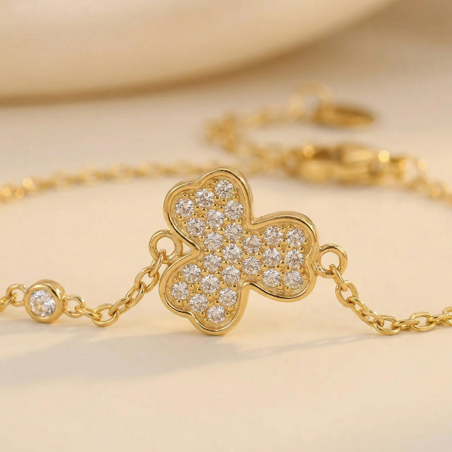 Soléa Pavé Klaver Armband — 18k PVD Goud