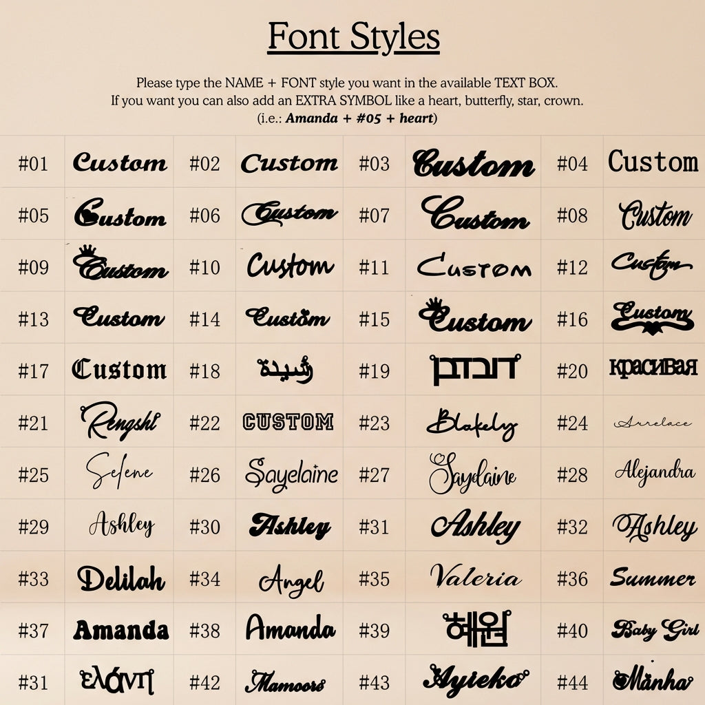 Collection of various font styles on a beige background
