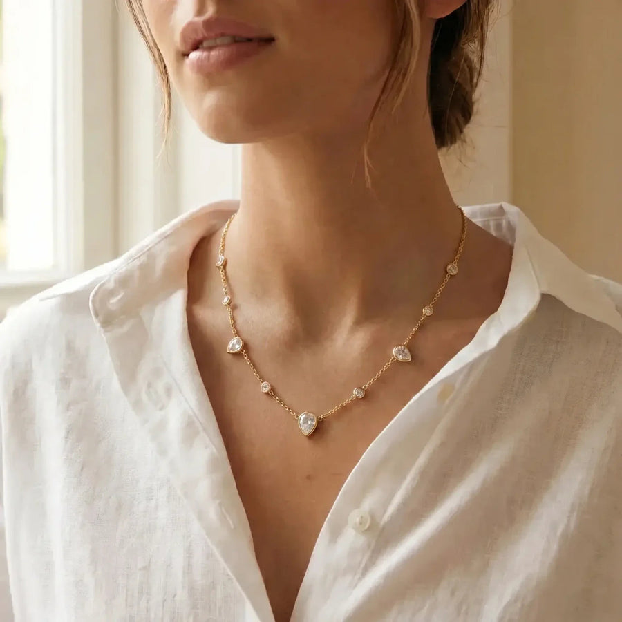 Celeste Teardrop Collier — 18k PVD Goud