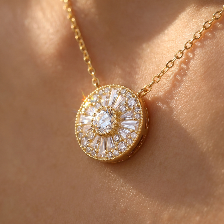 Gecertificeerde D-kleur Moissanite Ketting – 14k Goudgevuld