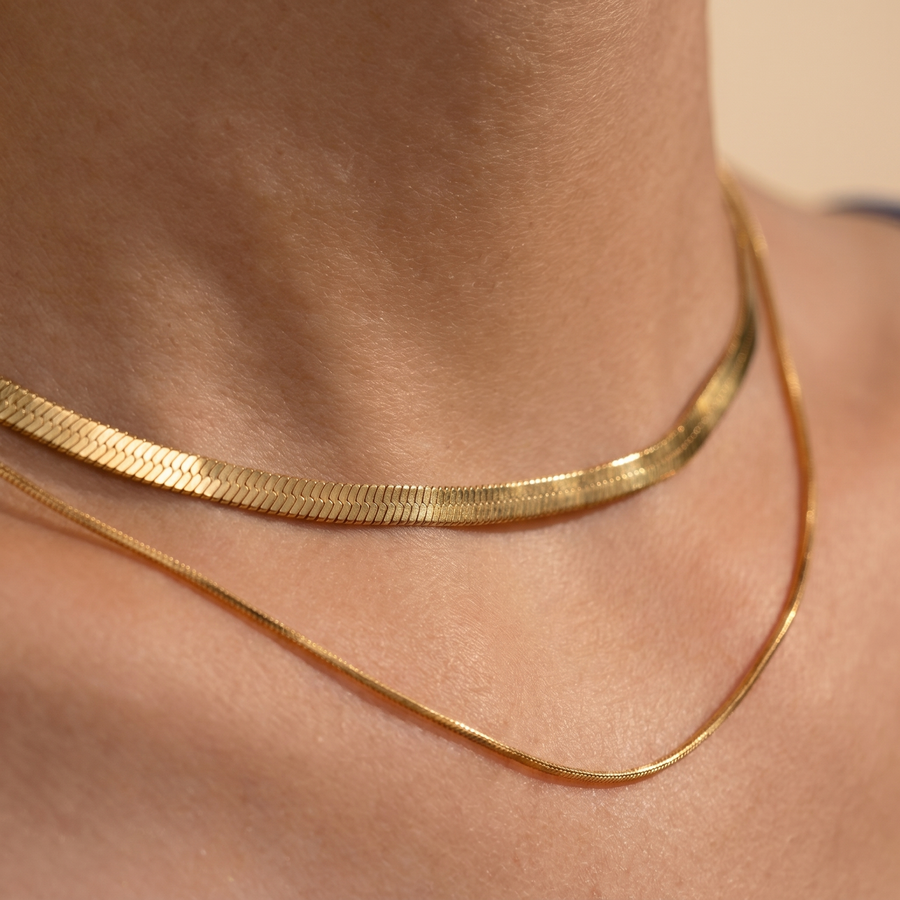 Platte Slangenketting Choker – Waterdicht Roestvrij Staal