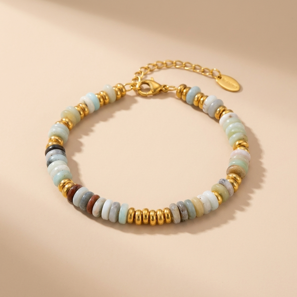 Aurelia Coast Bracelet – Soft Stone & 18K Gold