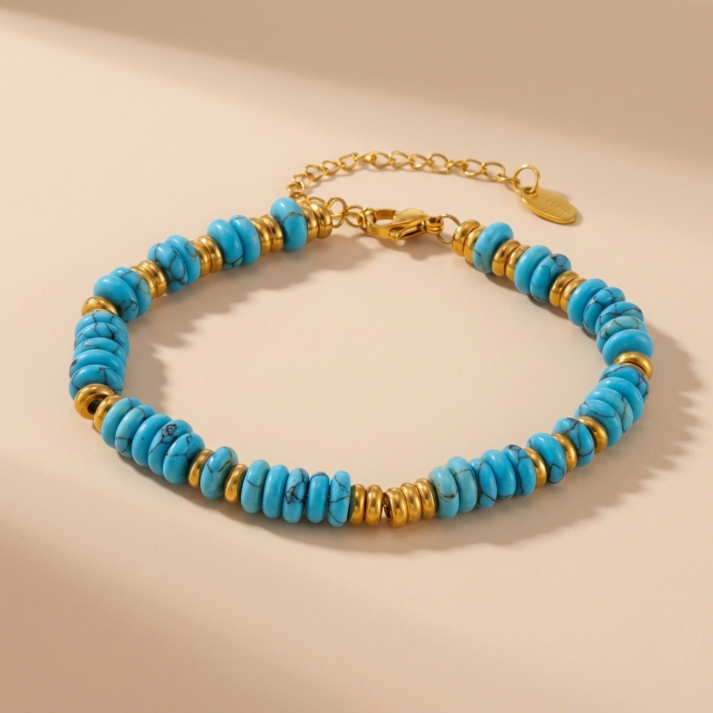 Azurea Tide Bracelet – Turquoise Stone & 18K Gold