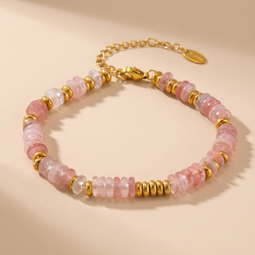 Roselle Dusk Bracelet – Pink Stone & 18K Gold