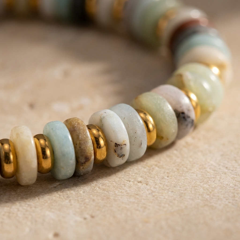 Aurelia Coast Bracelet – Soft Stone & 18K Gold