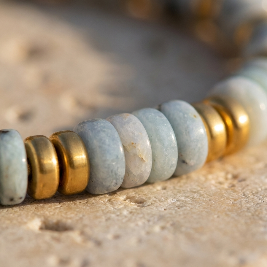 Laguna Mist Armband – Ocean Stone & 18K Goud