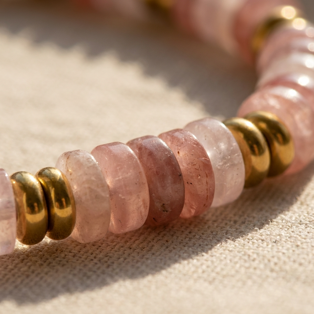 Roselle Dusk Bracelet – Pink Stone & 18K Gold