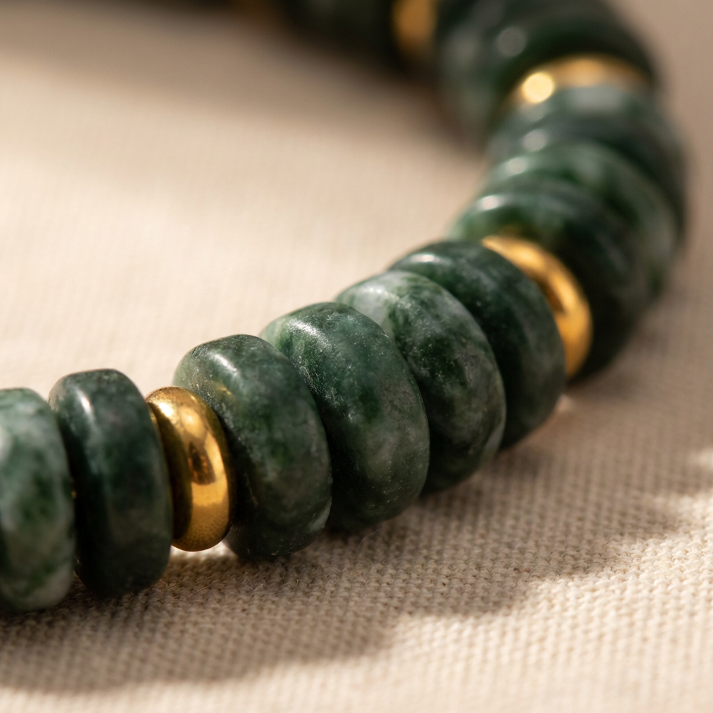 Verdara Grove Bracelet – Green Stone & 18K Gold