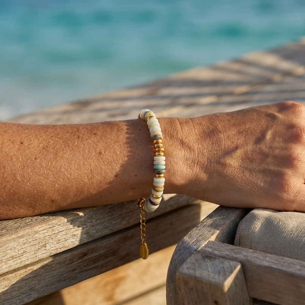 Aurelia Coast Bracelet – Soft Stone & 18K Gold