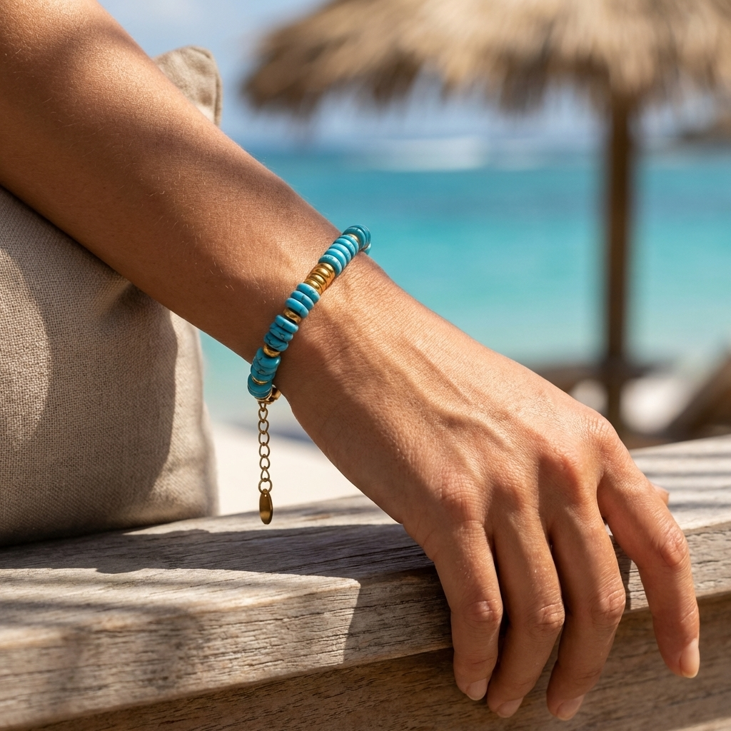 Azurea Tide Bracelet – Turquoise Stone & 18K Gold