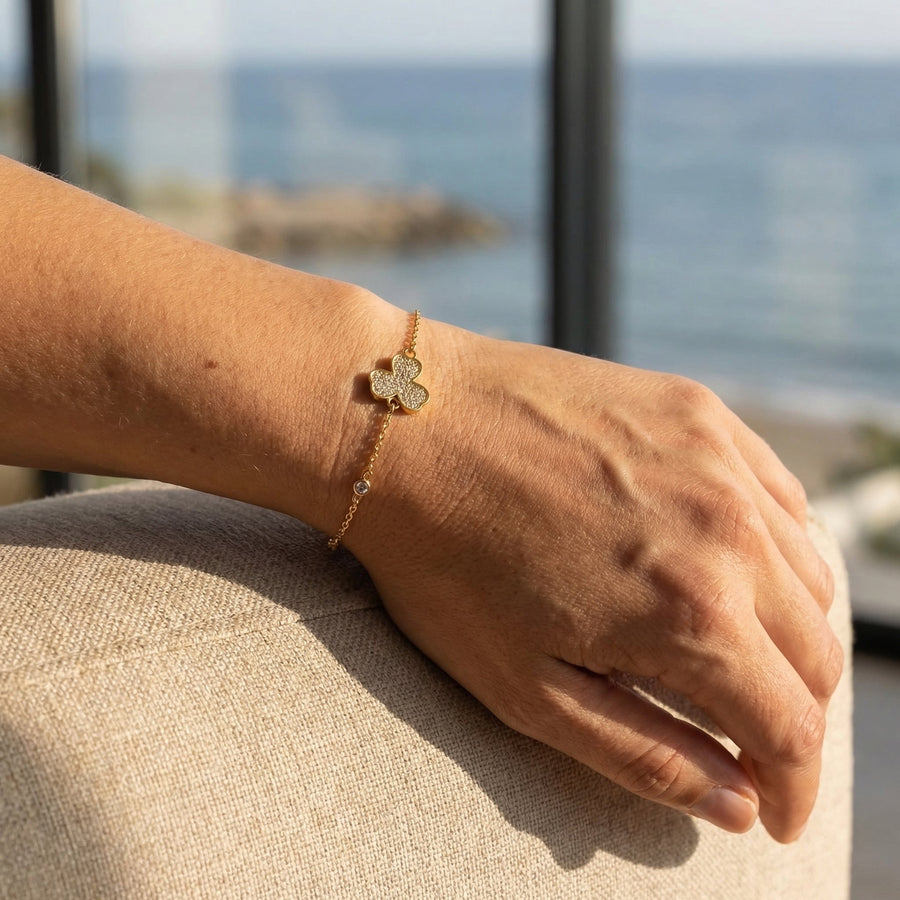 Soléa Pavé Klaver Armband — 18k PVD Goud