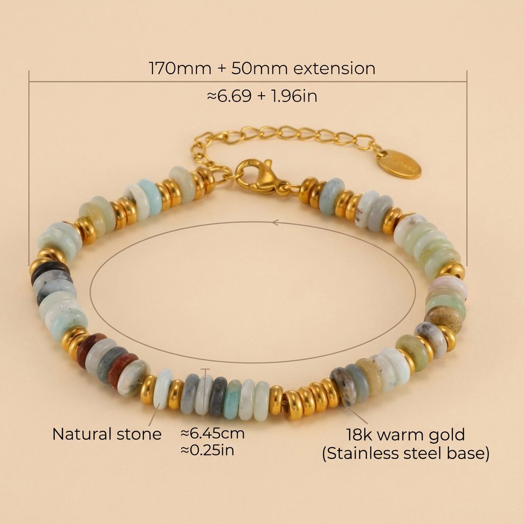 Aurelia Coast Bracelet – Soft Stone & 18K Gold