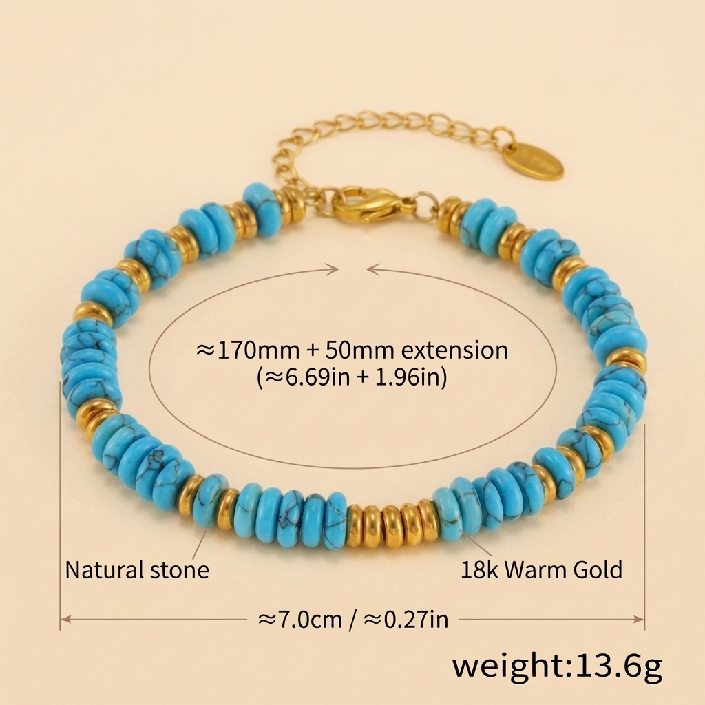 Azurea Tide Bracelet – Turquoise Stone & 18K Gold