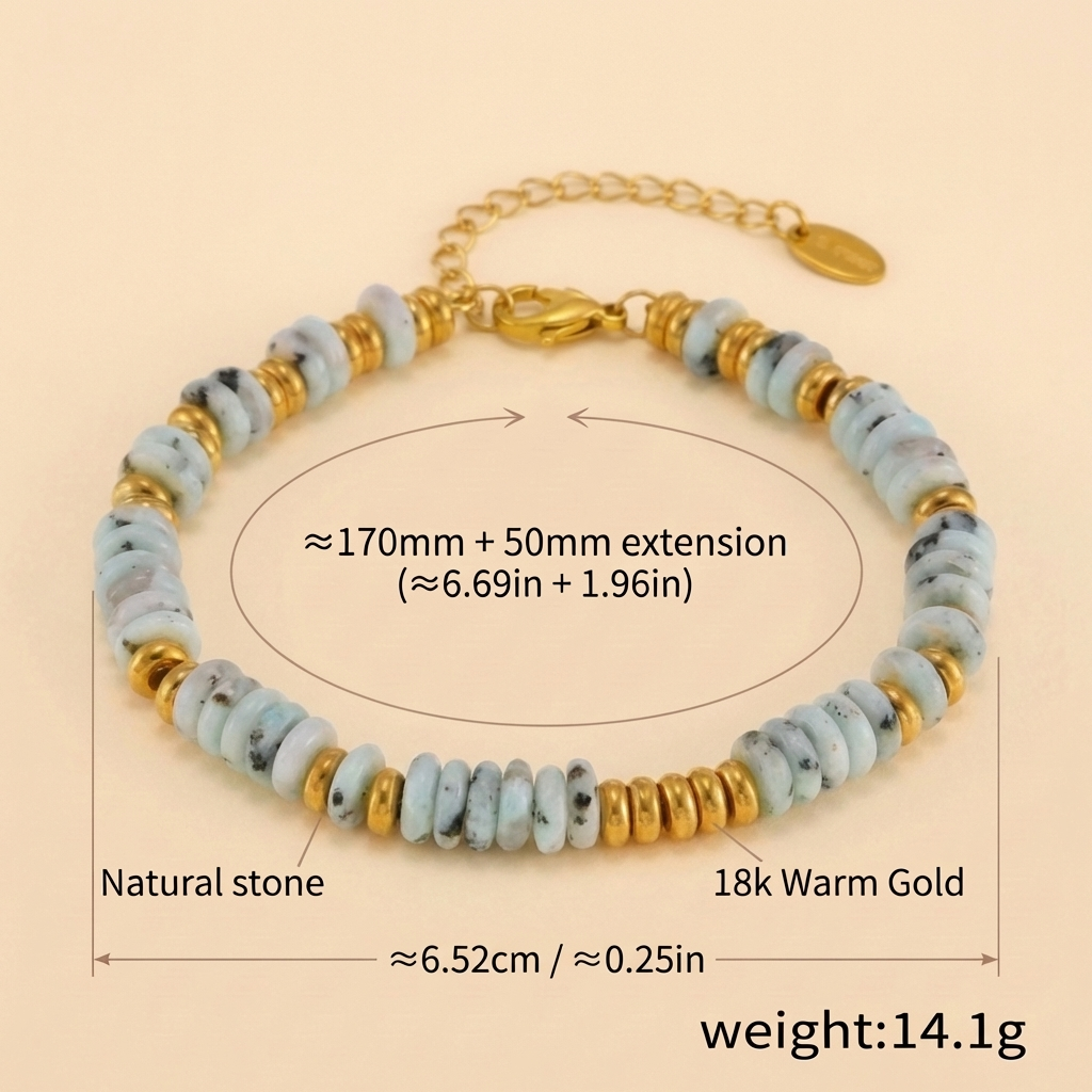 Laguna Mist Bracelet – Ocean Stone & 18K Gold