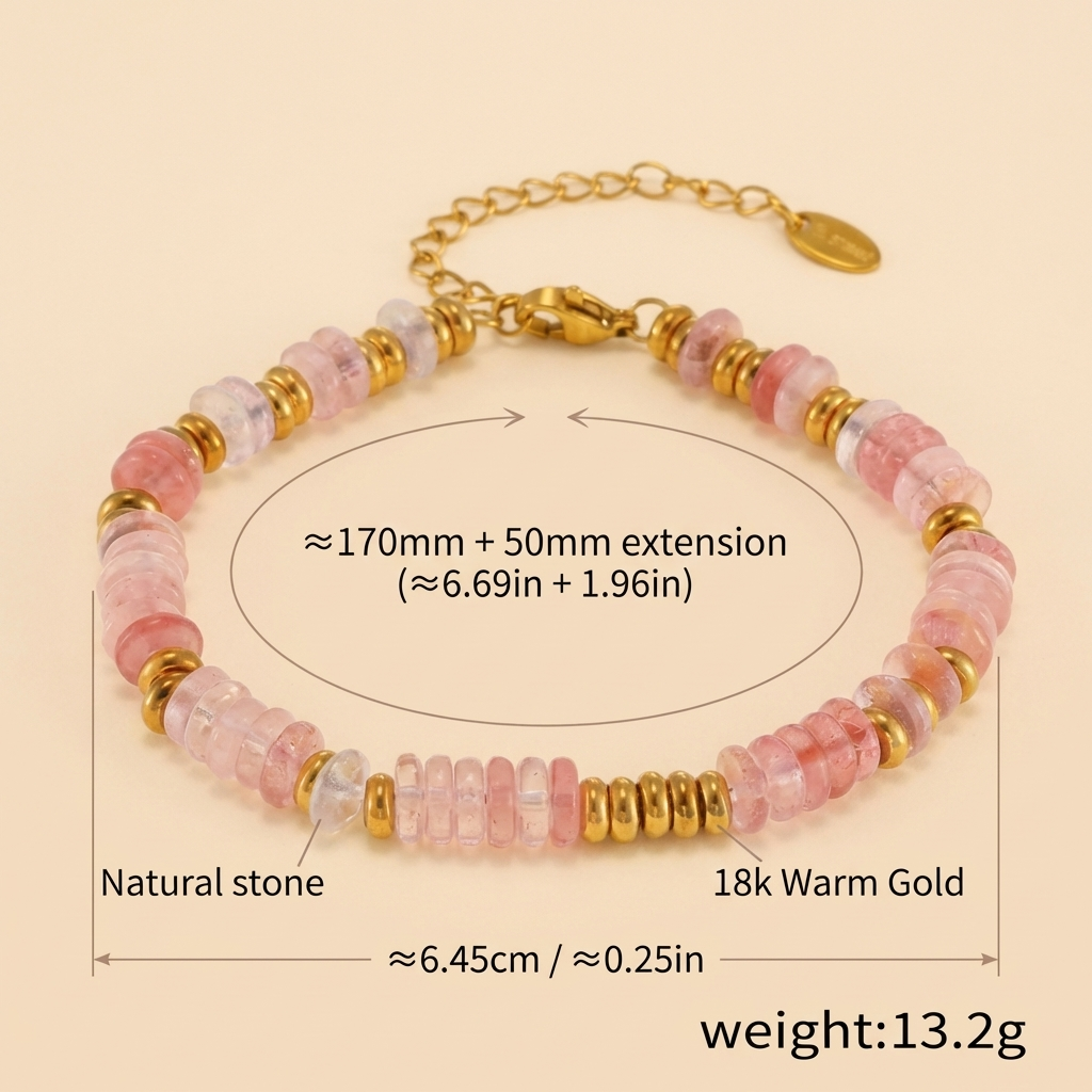 Roselle Dusk Bracelet – Pink Stone & 18K Gold