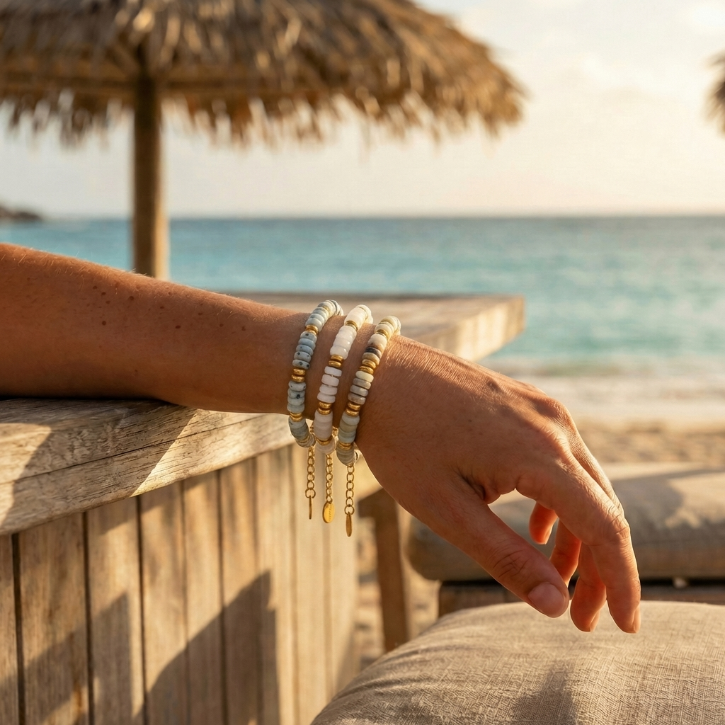 Laguna Mist Bracelet – Ocean Stone & 18K Gold
