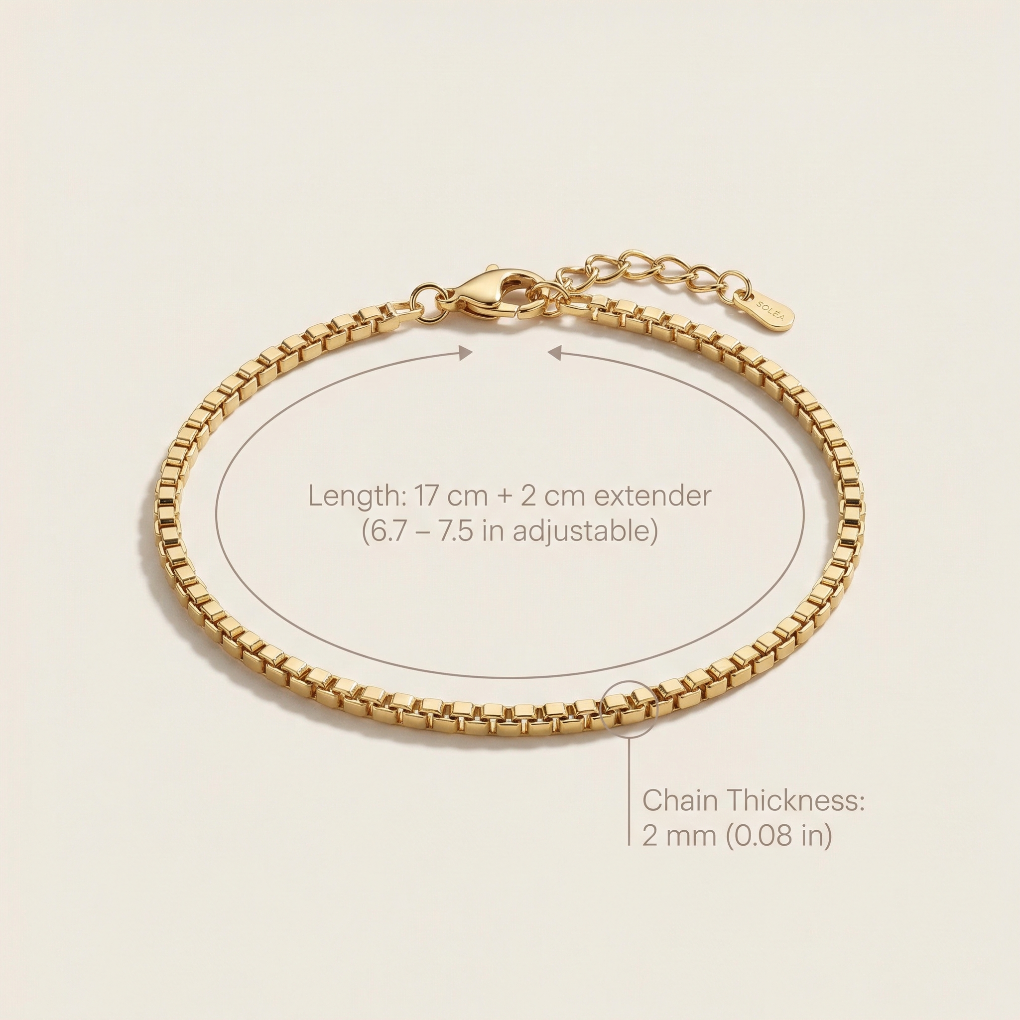 Soléa Linea Box Bracelet — 18k PVD Gold