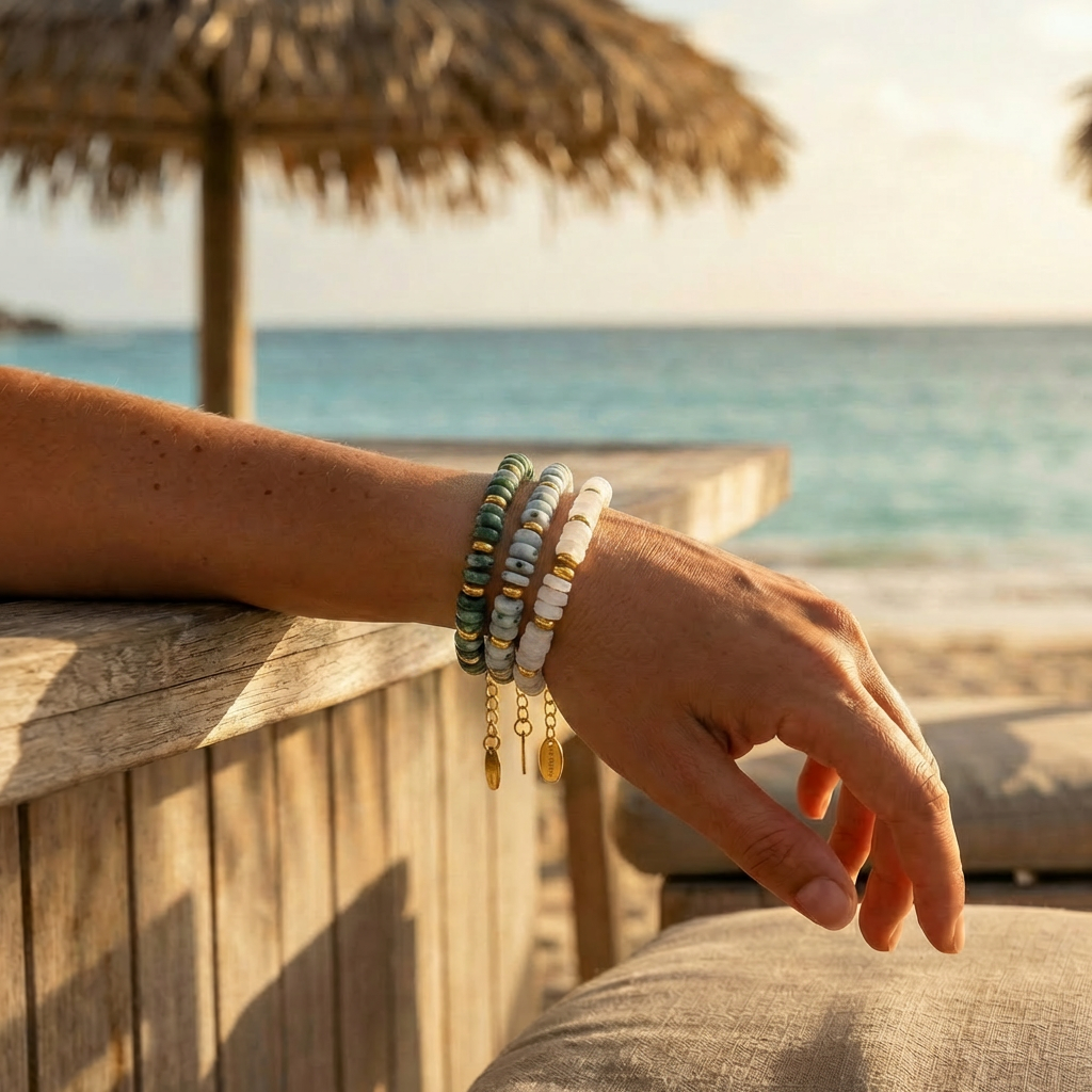 Verdara Grove Bracelet – Green Stone & 18K Gold