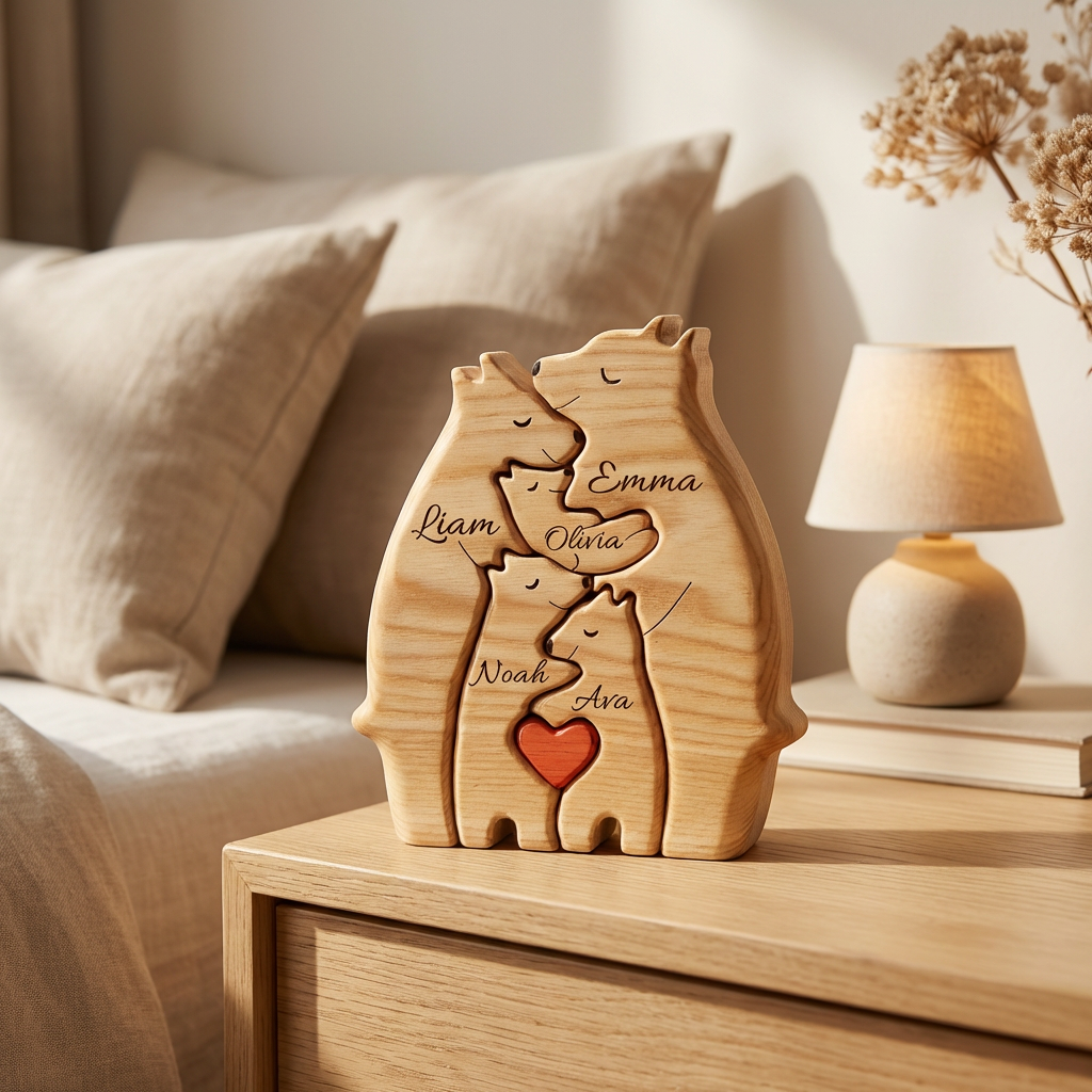 Wooden Bear Family Puzzle — Your Whole Family, Named