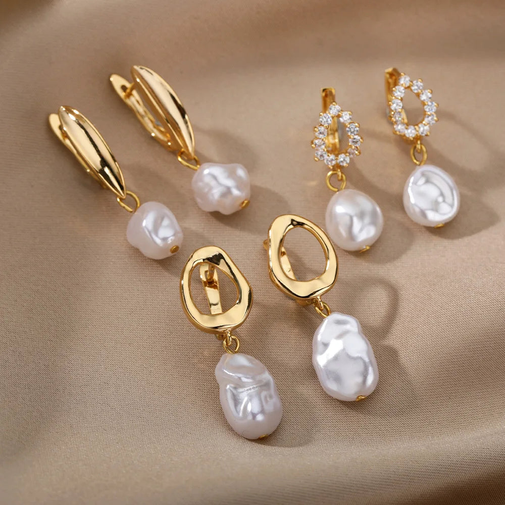 Vintage Baroque Pearl Circle Drop Earrings