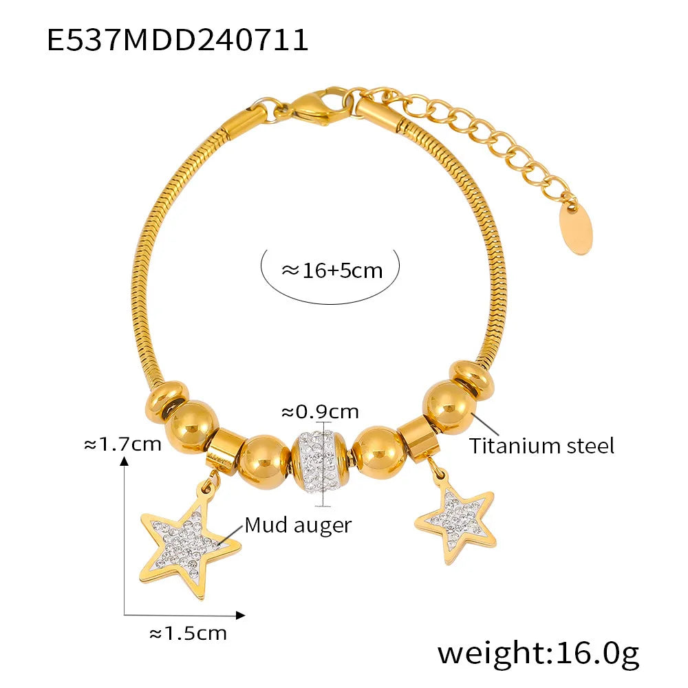Gold Heart Charm Bracelet – Waterproof Stainless Steel