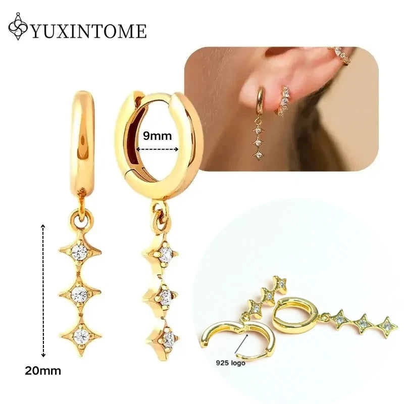 Crystal Water Drop Huggie Hoop Earrings – 925 Sterling Silver