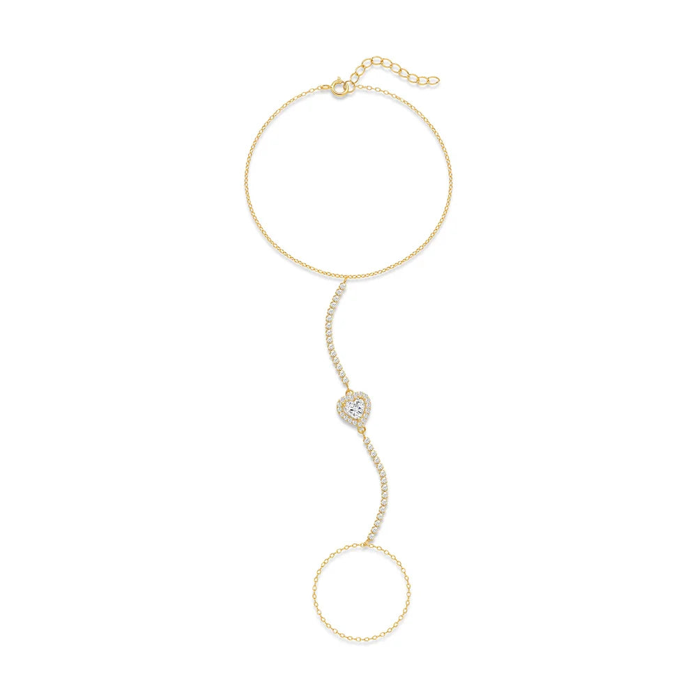 Sterling Silver Heart Petal Zircon Bracelet