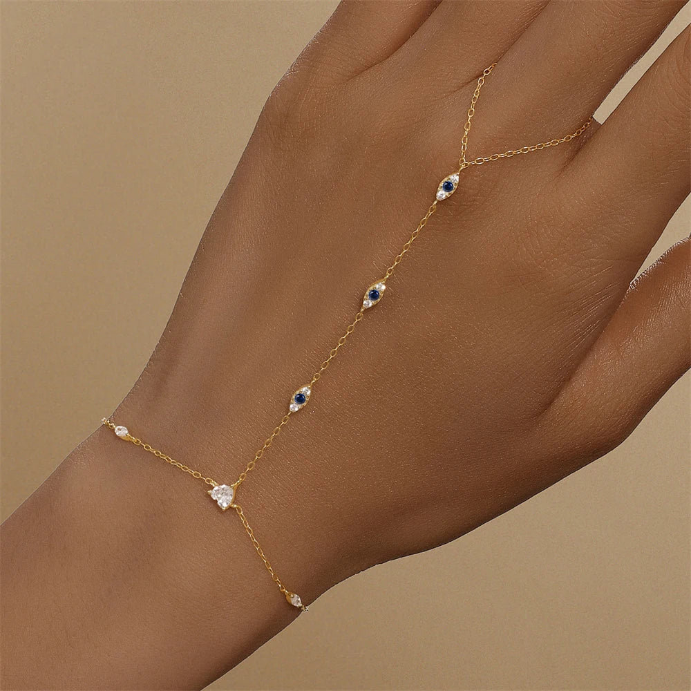 Sterling Silver Heart Petal Zircon Bracelet
