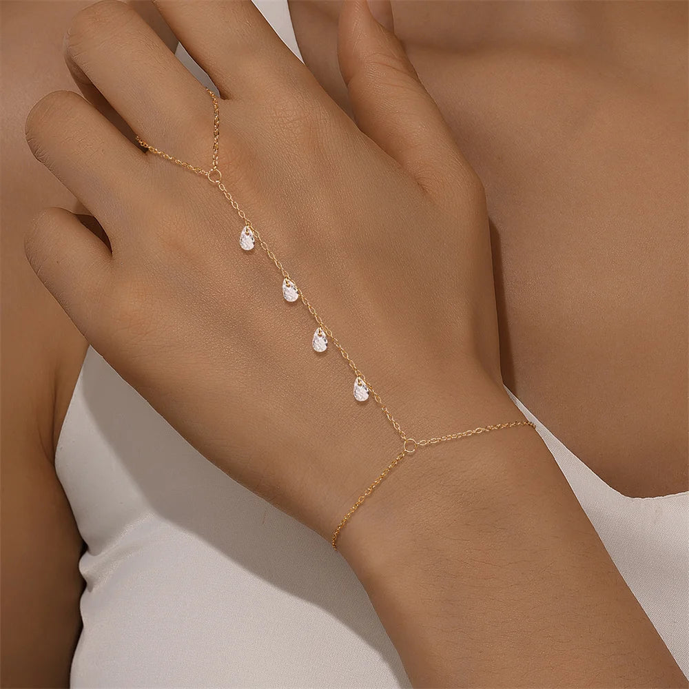 Sterling Silver Heart Petal Zircon Bracelet