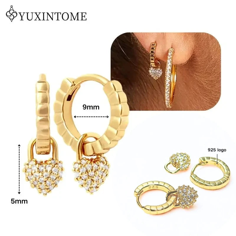Crystal Water Drop Huggie Hoop Earrings – 925 Sterling Silver