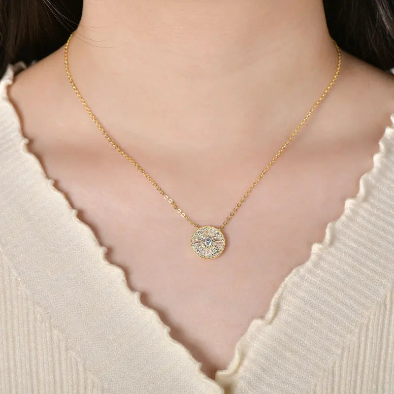Certified D-Color Moissanite Necklace – 14k Gold-Filled