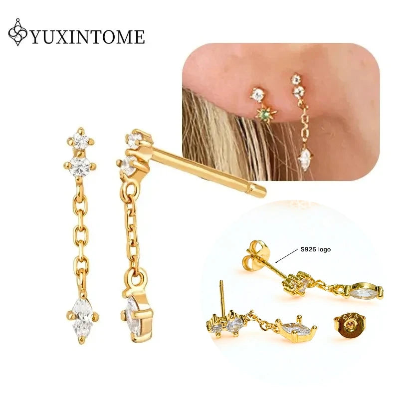 Crystal Water Drop Huggie Hoop Earrings – 925 Sterling Silver