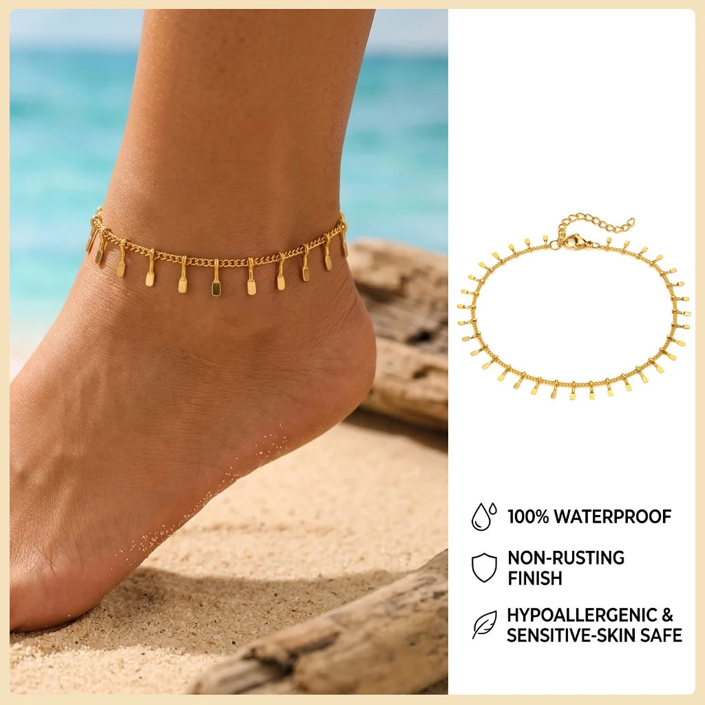 Waterproof Gold Ball Bead Anklet – Stainless Steel