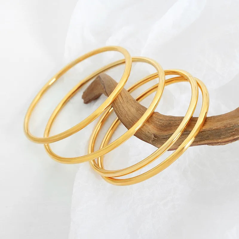 Waterproof Gold Bangle Set – 18K PVD Stainless Steel (3 Pieces)