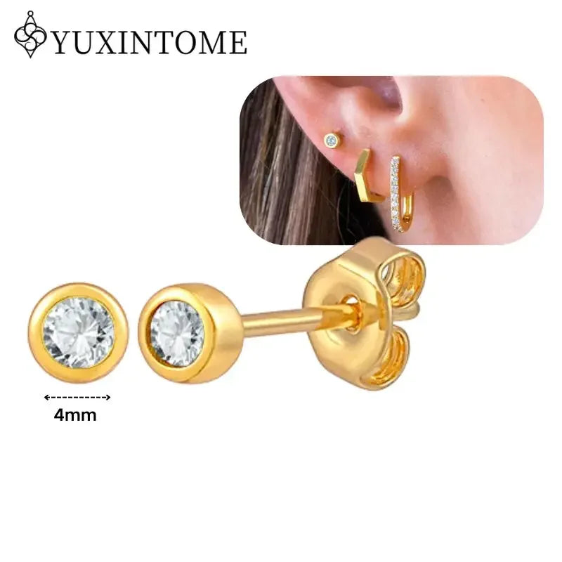 Crystal Water Drop Huggie Hoop Earrings – 925 Sterling Silver