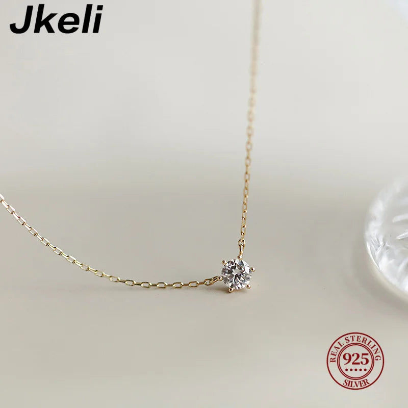 Sterling Silver Zircon Solitaire Necklace
