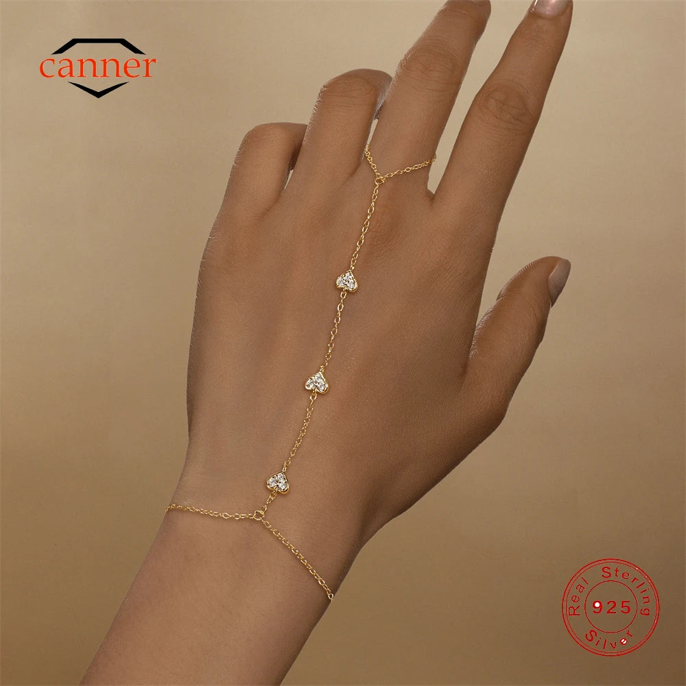 Sterling Silver Heart Petal Zircon Bracelet