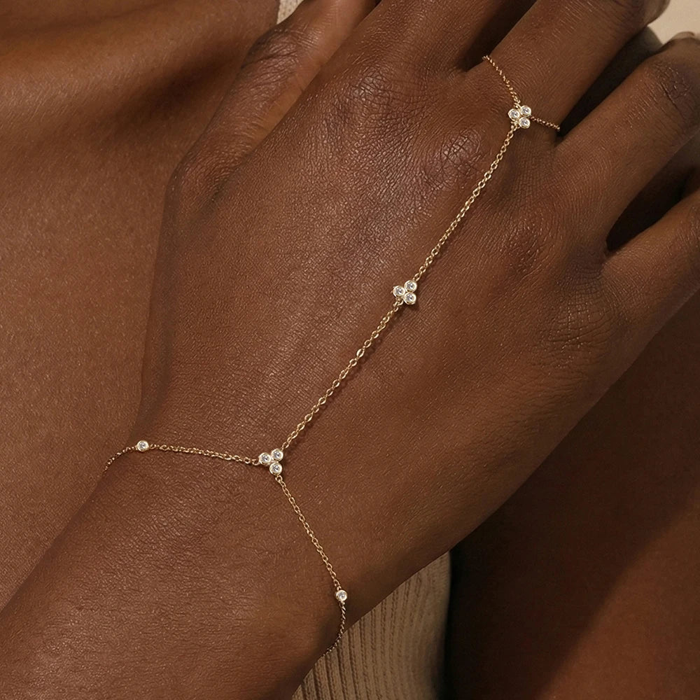 Sterling Silver Heart Petal Zircon Bracelet