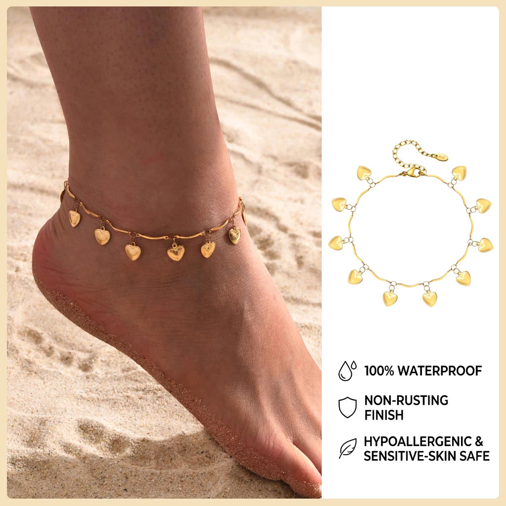 Waterproof Gold Ball Bead Anklet – Stainless Steel