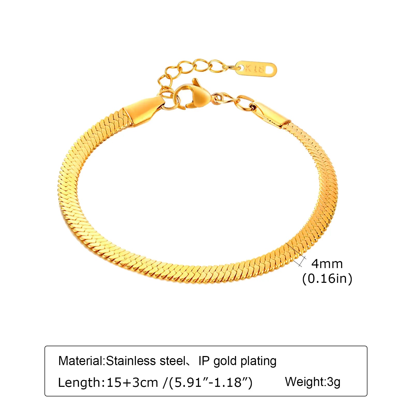 Waterproof Gold Stackable Chain Bracelet – 18K Plated Steel