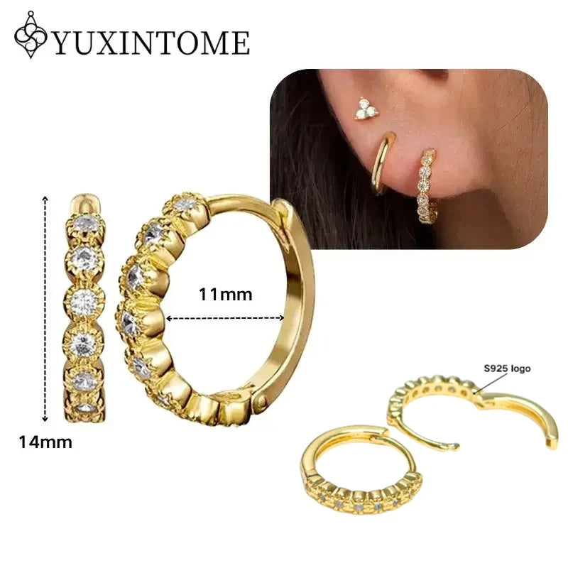 Crystal Water Drop Huggie Hoop Earrings – 925 Sterling Silver
