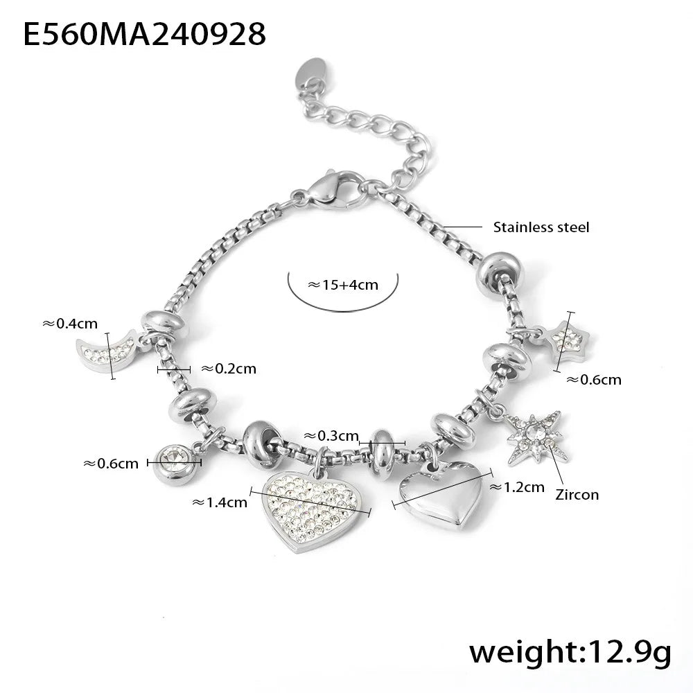 Gold Heart Charm Bracelet – Waterproof Stainless Steel