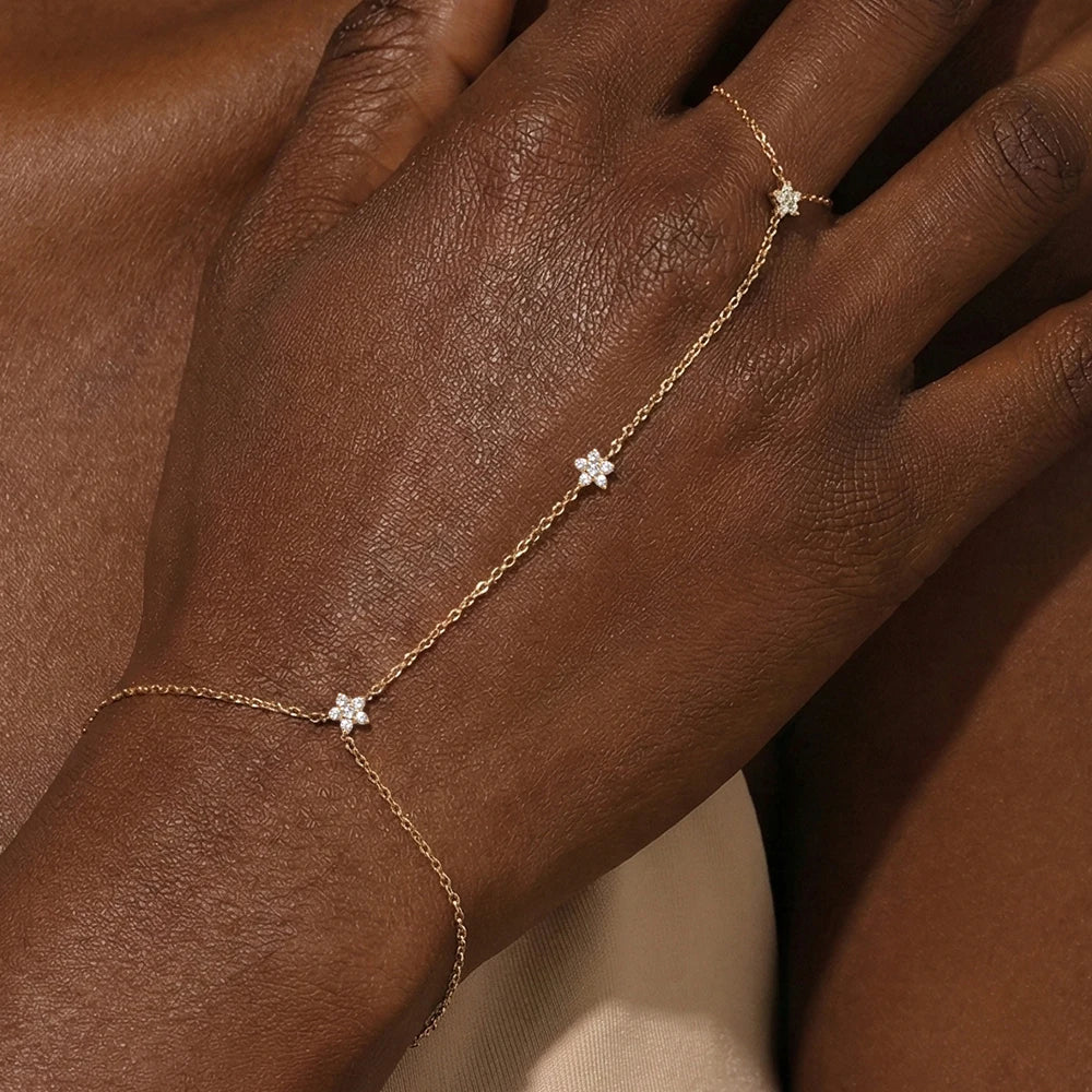 Sterling Silver Heart Petal Zircon Bracelet