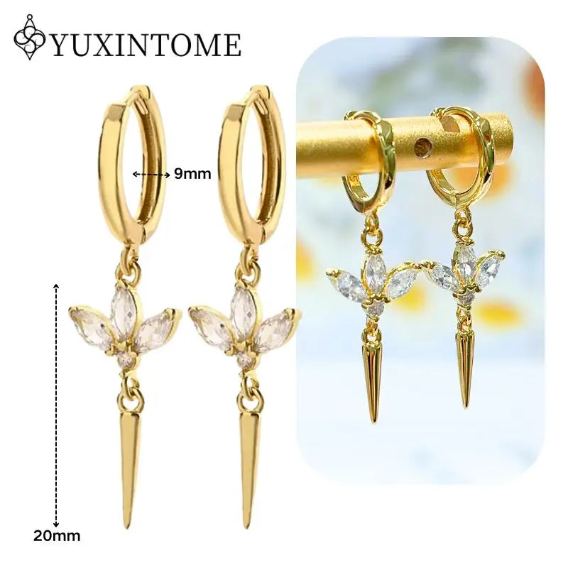 Crystal Water Drop Huggie Hoop Earrings – 925 Sterling Silver