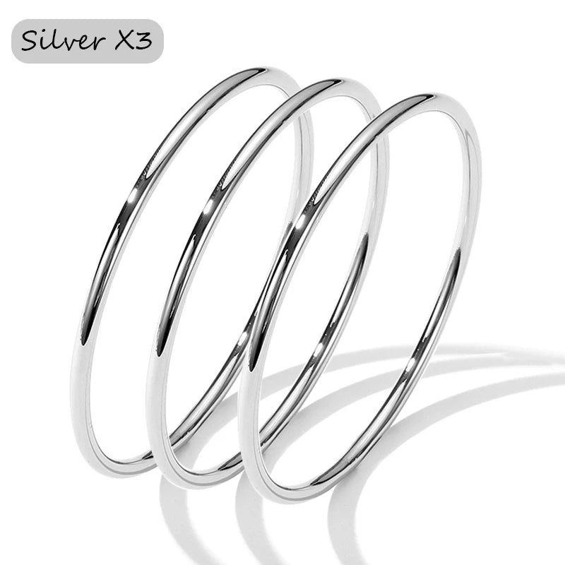 Waterproof Gold Bangle Set – 18K PVD Stainless Steel (3 Pieces)
