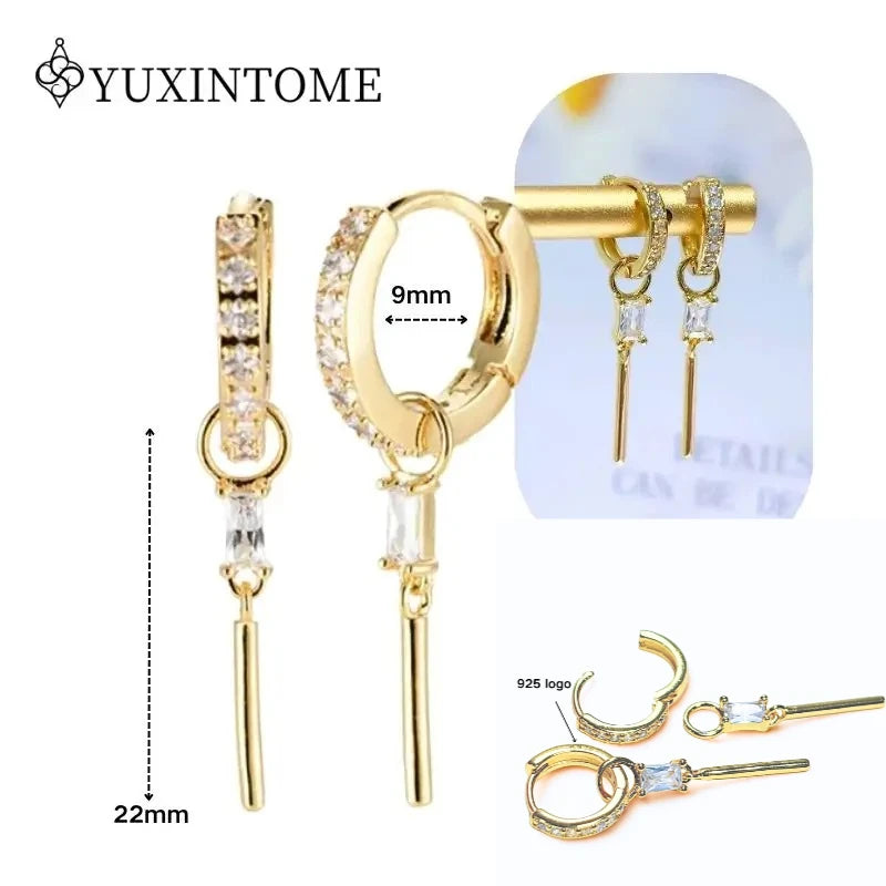 Crystal Water Drop Huggie Hoop Earrings – 925 Sterling Silver