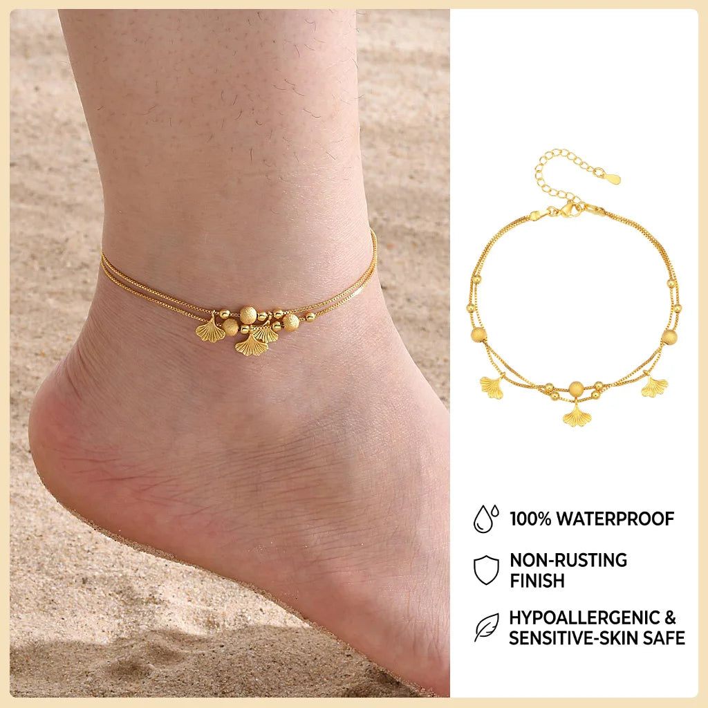 Waterproof Gold Ball Bead Anklet – Stainless Steel