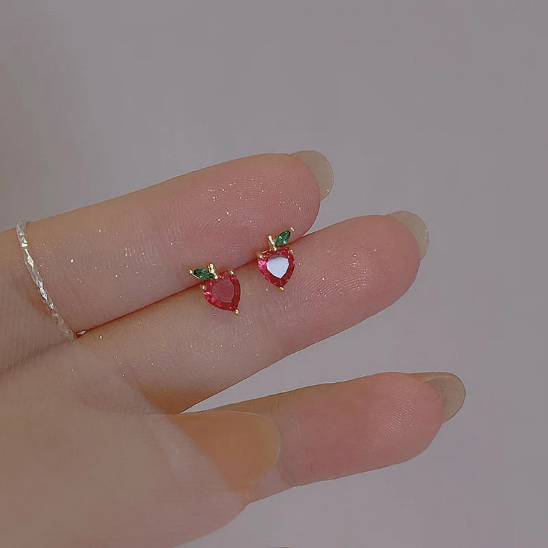Cute Zircon Cherry Stud Earrings