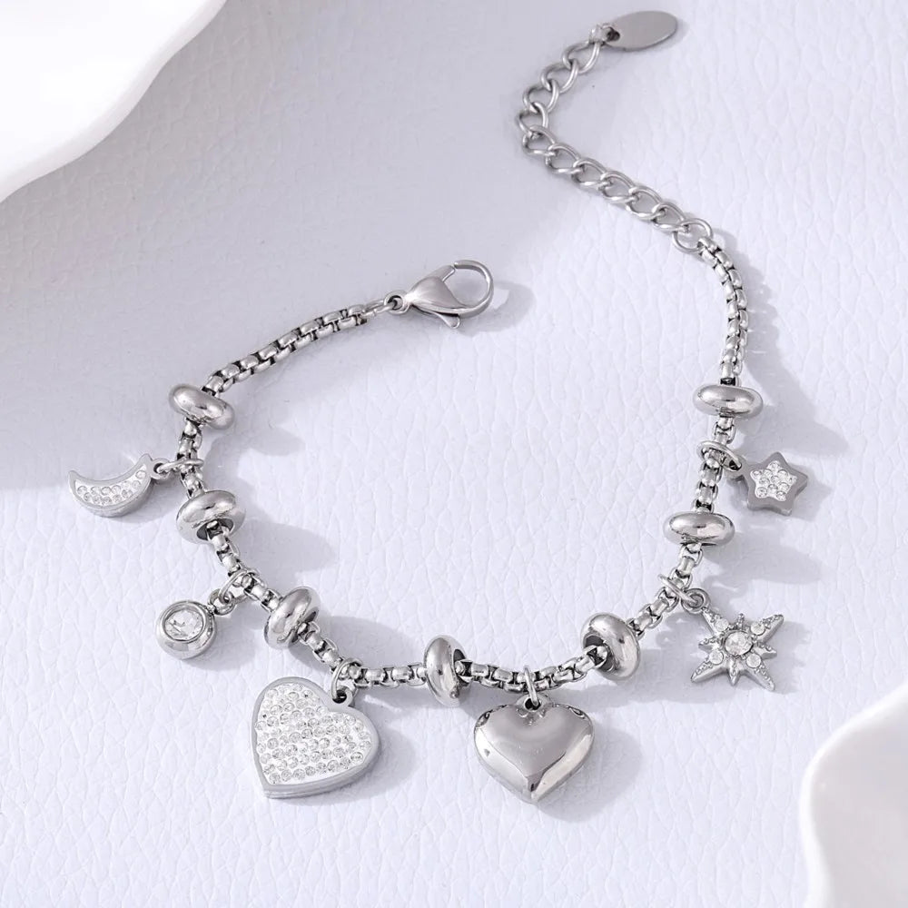 Gold Heart Charm Bracelet – Waterproof Stainless Steel