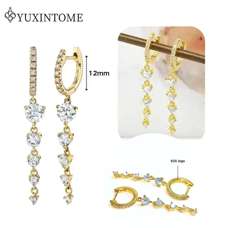 Crystal Water Drop Huggie Hoop Earrings – 925 Sterling Silver